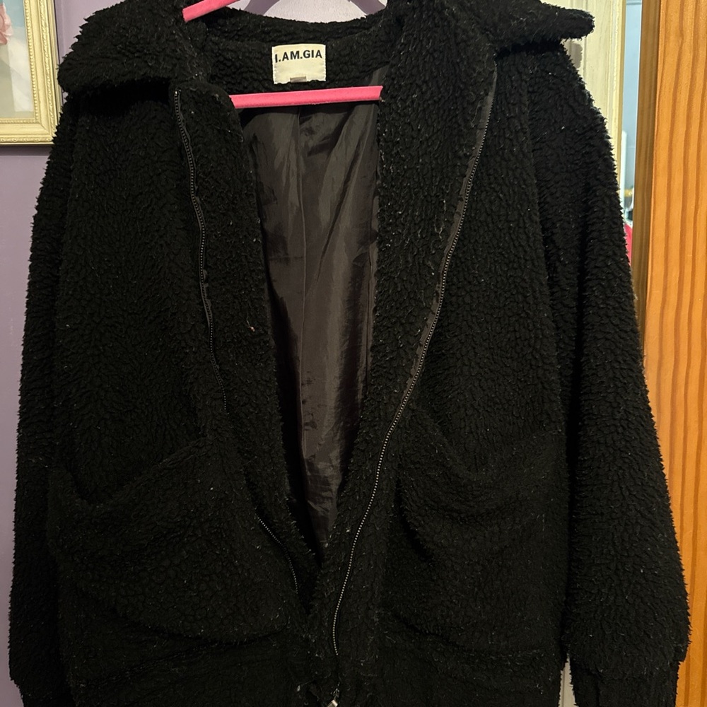 I.AM.GIA Black Teddy Winter Jacket